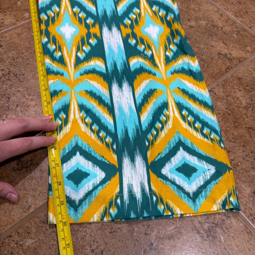 FARM Rio Tropical Tapestry Wide Leg Linen‎ Blend Pants Teal Yellow M Medium NWT - Picture 8 of 11